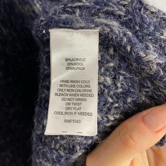 Kenar Dark Blue Shawl Collar Wool/Alpaca Knit Duster Cardigan size large - Picture 7 of 13